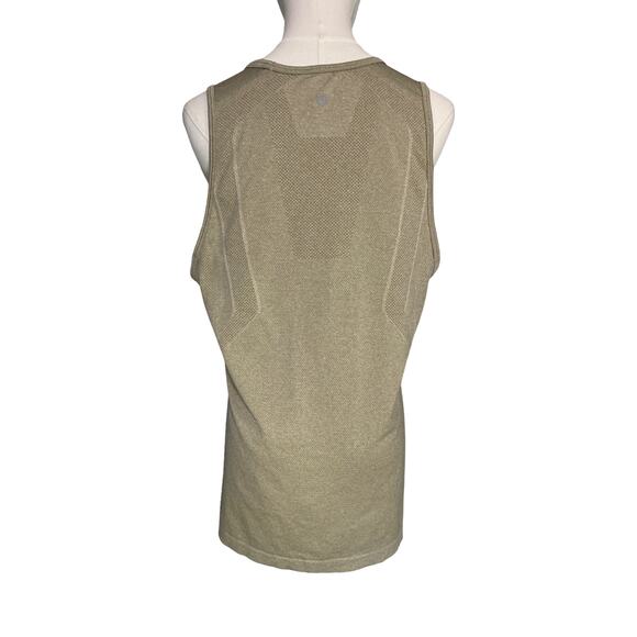 Lululemon Metal Vent Tech Tank Top M Beige Khaki Seamless Mesh Breathable - Picture 2 of 8